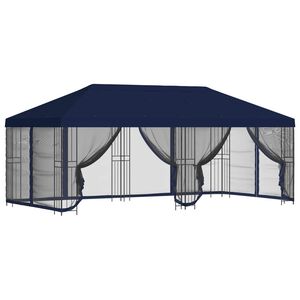vidaXL Paviljon k&uuml;lgseinadega 6 x 3 m Sinine Pol&uuml;ester ja teras
