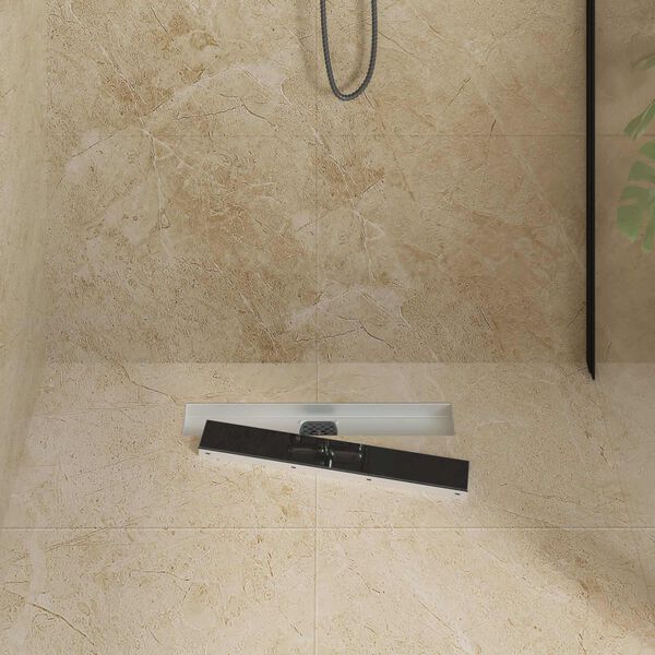 vidaXL Du&scaron;ivoolik klaaskattega ja 360&deg; sifooniga Must 50 cm