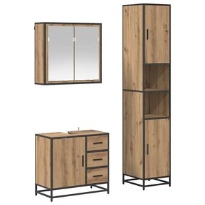 vidaXL Vannitoa m&ouml;&ouml;bleset 3 tk K&auml;sit&ouml;&ouml;puu 65 x 33 x 60 cm Tehispuit