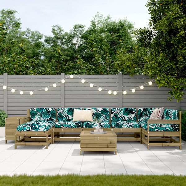 vidaXL 9-osaline aiadiivani komplekt, immutatud m&auml;nnipuit