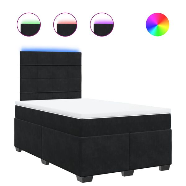 vidaXL kontinentaalvoodi madratsiga, must, 120x200 cm, samet