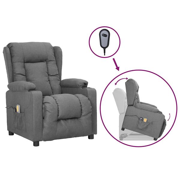 vidaXL p&uuml;sti t&otilde;usmist toetav massaažitool, helehall, kangas