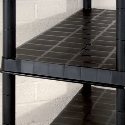 vidaXL hoiuriiul, 5-korruseline, must, 255 x 40 x 185 cm, plast