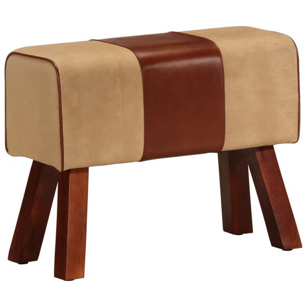 vidaXL trennipink 58 cm, pruun, ehtne nahk ja mangopuit