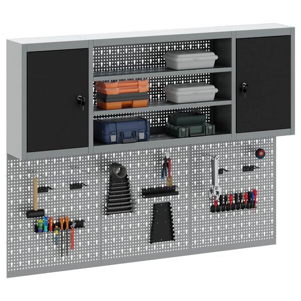 vidaXL T&ouml;&ouml;riistakappide komplekt 4 pcs Must Pulberv&auml;rvitud teras