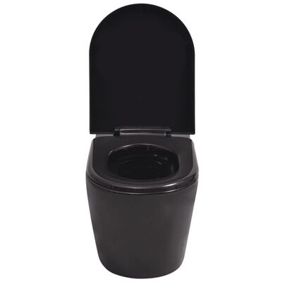 vidaXL seinale kinnitatav must keraamiline tualettpott