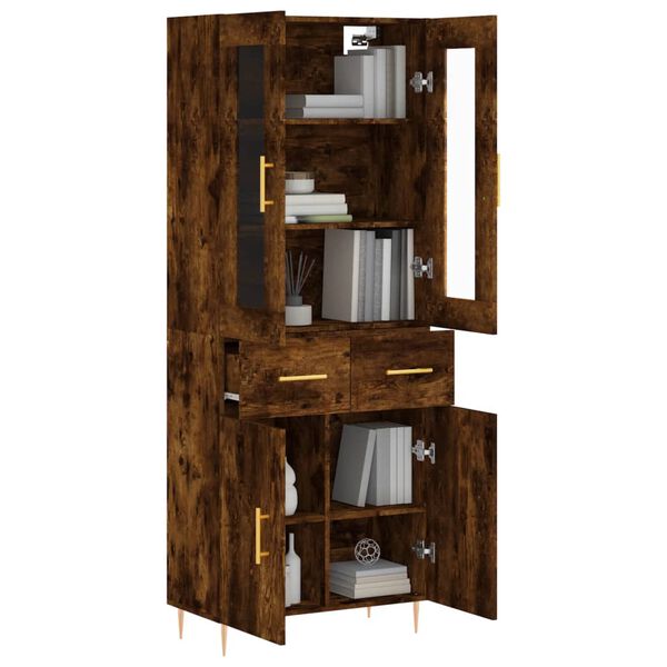 vidaXL kõrge kapp, suitsutatud tamm, 69,5 x 34 x 180 cm, tehispuit