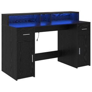 vidaXL Laud sahtliga uksega Must tamm 140 x 55 x 91 cm Tehispuit