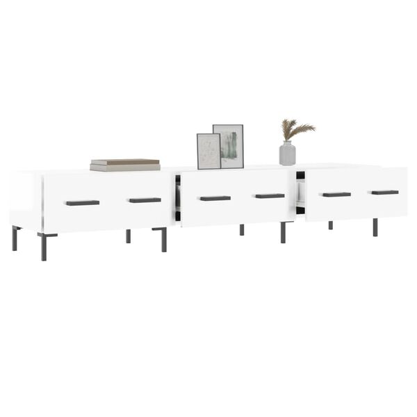 vidaXL telerikapp, kõrgläikega valge, 150 x 36 x 30 cm, tehispuit