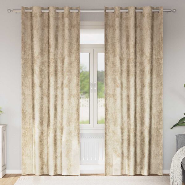 vidaXL Satiinist kardinad kardinatega 2 pcs cream 245 x 140 cm Samet