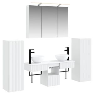 vidaXL Vannitoa m&ouml;&ouml;bleset ladustamisega 6 pcs Valge Tehispuit ja klaas