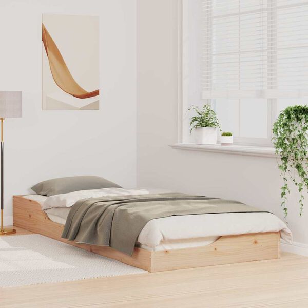 vidaXL Voodi raam Pruun 90 x 220 cm Tahke m&auml;nd