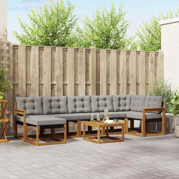 vidaXL V&auml;li diivanikomplekt padjaga 8 pcs Looduslik ja Hele Hall