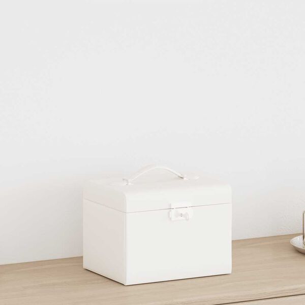 vidaXL ehtekarp 4-kihiline peegliga lukustatav valge 22,5x17,5x16,5 cm