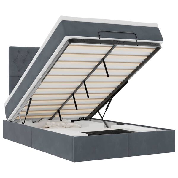 vidaXL ottomani voodiraam madratsitega, tumehall, 120x200 cm, samet