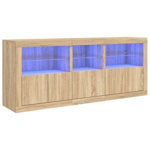 vidaXL puhvetkapp LED-tuledega, sonoma tamm, 162x37x67 cm