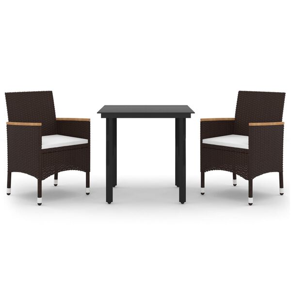 vidaXL 3-osaline aiam&ouml;&ouml;bli komplekt patjadega, pol&uuml;rotang ja klaas