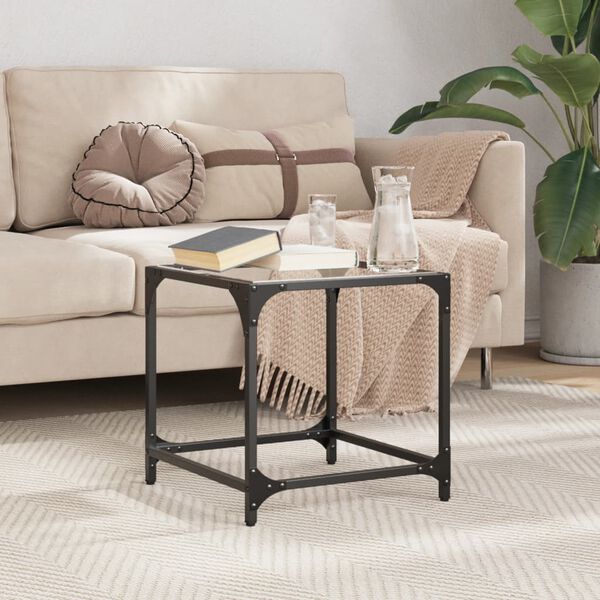 vidaXL kohvilaud, läbipaistev klaasplaat, 40 x 40 x 40 cm, teras