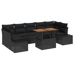 vidaXL Aia s&ouml;&ouml;gilaudade komplekt padjaga 8 pcs Must ja pruun