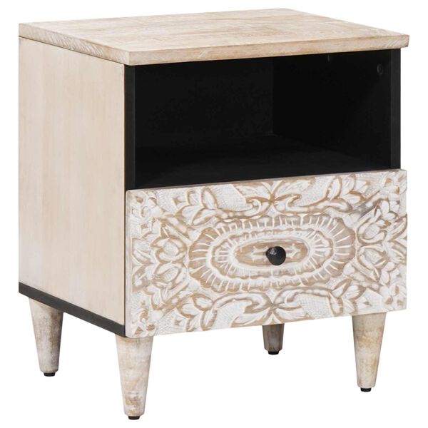 vidaXL Voodikapp sahtliga Valge 40 x 33 x 46 cm Tugev mango puu