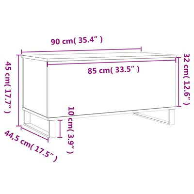 vidaXL kohvilaud, valge, 90 x 44,5 x 45 cm, tehispuit