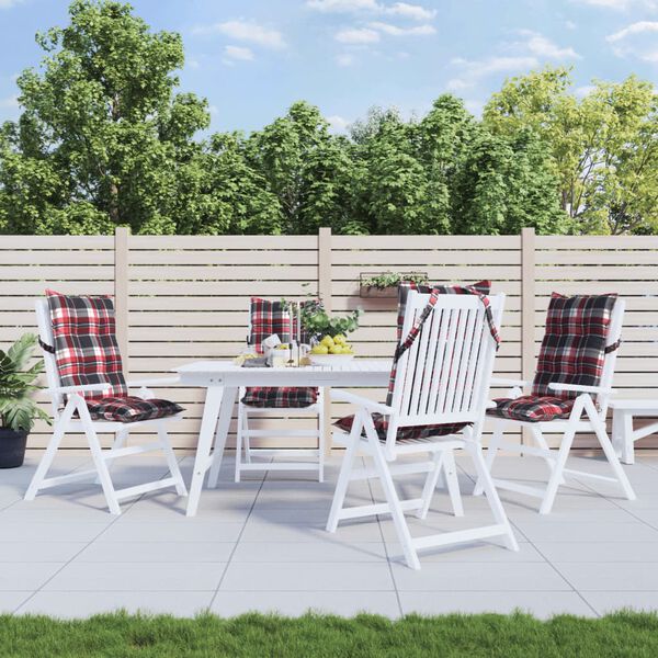 vidaXL k&otilde;rge seljatoega toolipadjad 4 tk, punane ruudumuster, kangas