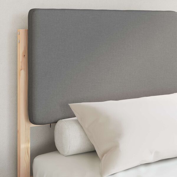 vidaXL Voodiraam Pehme Peatoega peaga Helehall 135 x 190 cm Tahke m&auml;nd