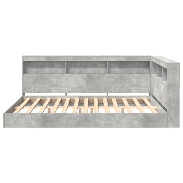 vidaXL Raamatukapitsee voodi peaga Betoonihall 160 x 200 cm Tehispuit