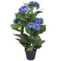 vidaXL kunsttaim hortensia potiga, 60 cm, sinine