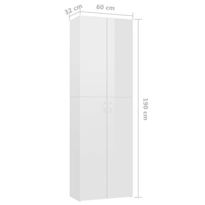 vidaXL kontorikapp kõrgläikega valge, 60 x 32 x 190 cm, tehispuit