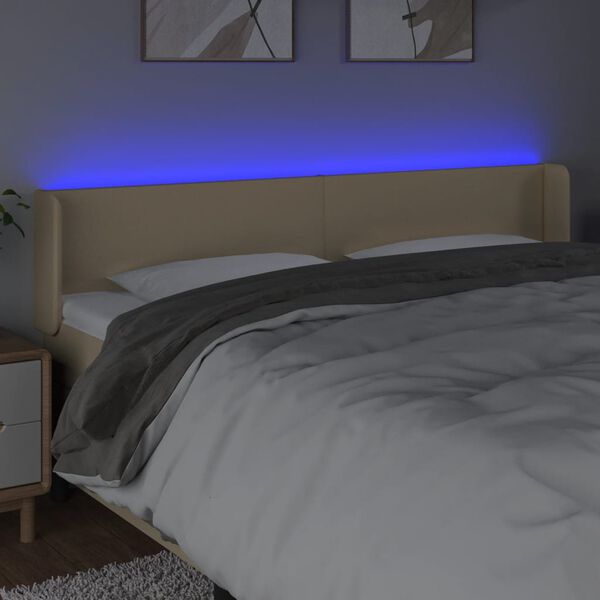 vidaXL LED-voodipeats, kreemjas, 163x16x78/88 cm, kangas