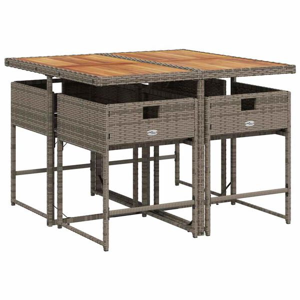 vidaXL 5-osaline aiam&ouml;&ouml;bli komplekt patjadega, hall, pol&uuml;rotang