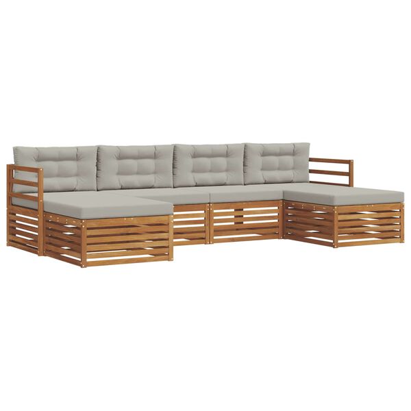 vidaXL Diivanikomplektid 6 pcs Looduslik ja Hele Hall Tugev akatsiapuu