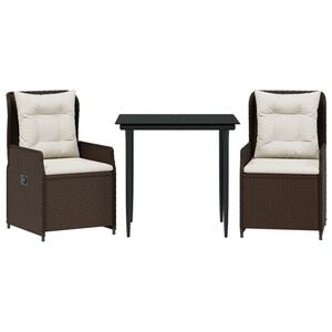 vidaXL 3-osaline aia s&ouml;&ouml;gim&ouml;&ouml;bli komplekt patjadega, pruun, pol&uuml;rotang