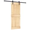 vidaXL Libisev uks Naturaalne ja must 80 x 210 cm Tahke m&auml;nnipuit