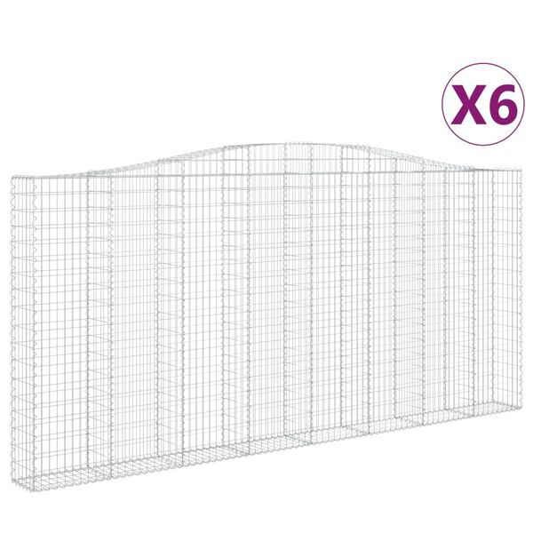 vidaXL kaarekujulised gabioonkorvid 6 tk, 400x30x180/200 cm, raud