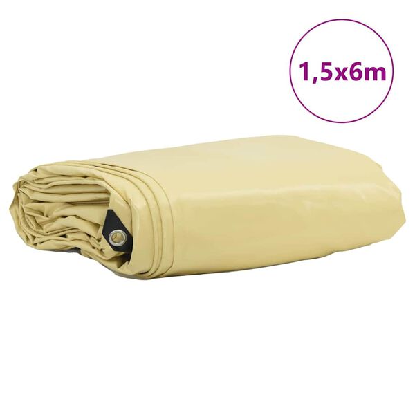 vidaXL Tarpaulin 650g / m&sup2; Beež 1,5 x 6 m L&otilde;uend PVC kattega