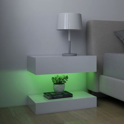 vidaXL LED öökapid 2 tk, valge 60x35 cm, tehispuit