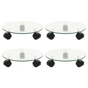 vidaXL ratastega taimealus 4 tk, 28 cm, karastatud klaas, ümmargune