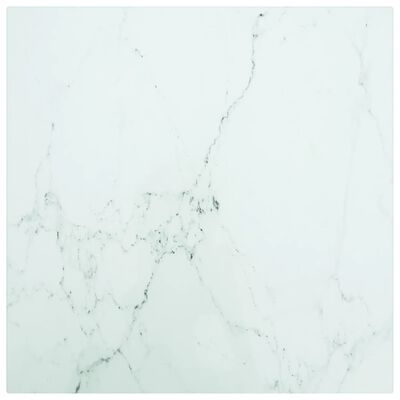 vidaXL lauaplaat, valge 40x40 cm, 6 mm, karastatud klaas marmordisain