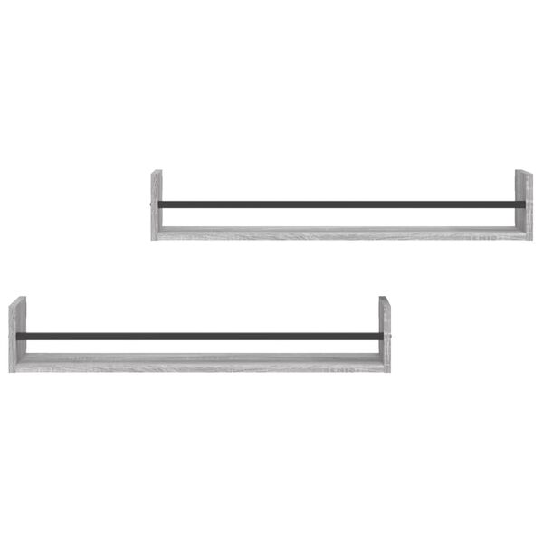 vidaXL lattidega seinariiulid 2 tk, hall Sonoma tamm, 80 x 16 x 14 cm