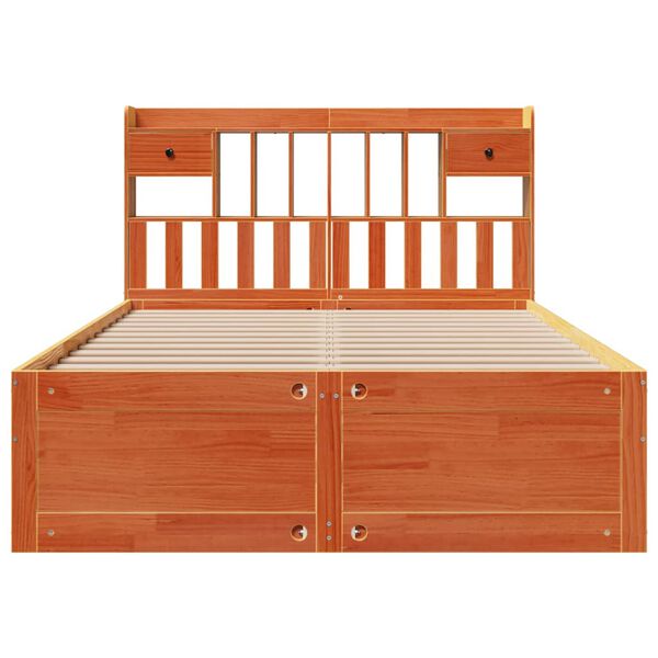 vidaXL riiuliga voodi ilma madratsita, vahapruun, 160x200cm, m&auml;nnipuit