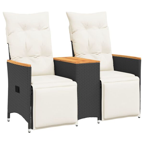 vidaXL 2-kohaline allalastav aiadiivan koos lauaga, must, PE-rotang