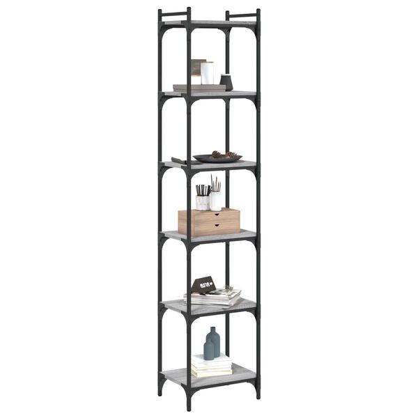 vidaXL raamaturiiul 6 korrust, hall Sonoma, 40x30x188 cm, tehispuit