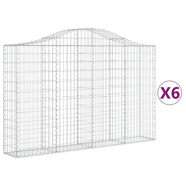 vidaXL kaarekujulised gabioonkorvid 6 tk, 200x30x120/140 cm, raud