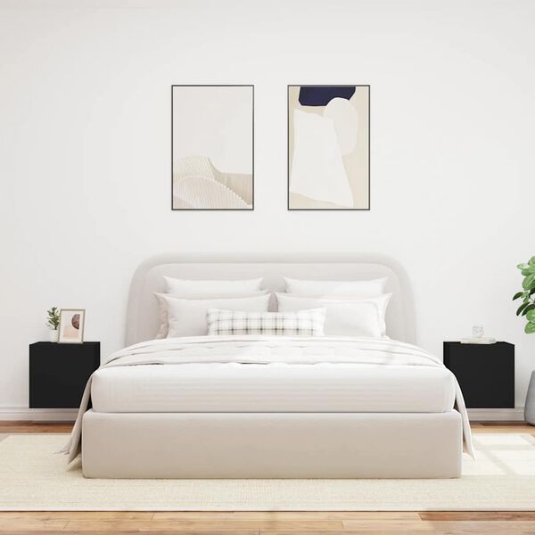 vidaXL teleri seinakapid LED-tuledega 2 tk, must, 40,5 x 35 x 40 cm