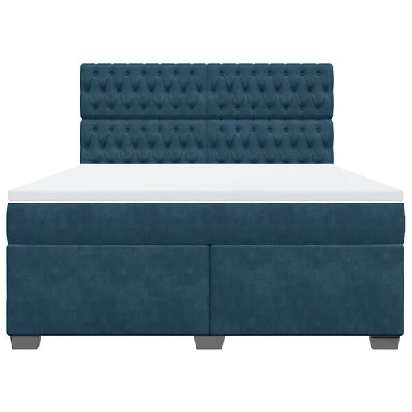 vidaXL kontinentaalvoodi madratsiga, sinine, 180x200 cm, samet