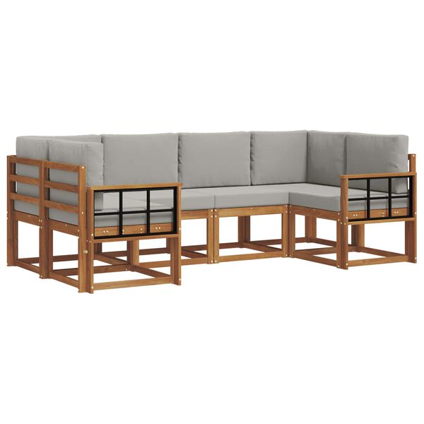 vidaXL V&auml;li diivanikomplekt padjaga 6 pcs Looduslik ja Hele Hall