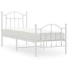 vidaXL metallist voodiraam peatsi ja jalutsiga, valge, 75x190 cm