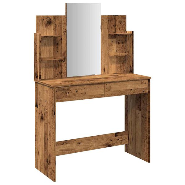 vidaXL Peegliga tualettlaud Old Wood 96x39x142 cm